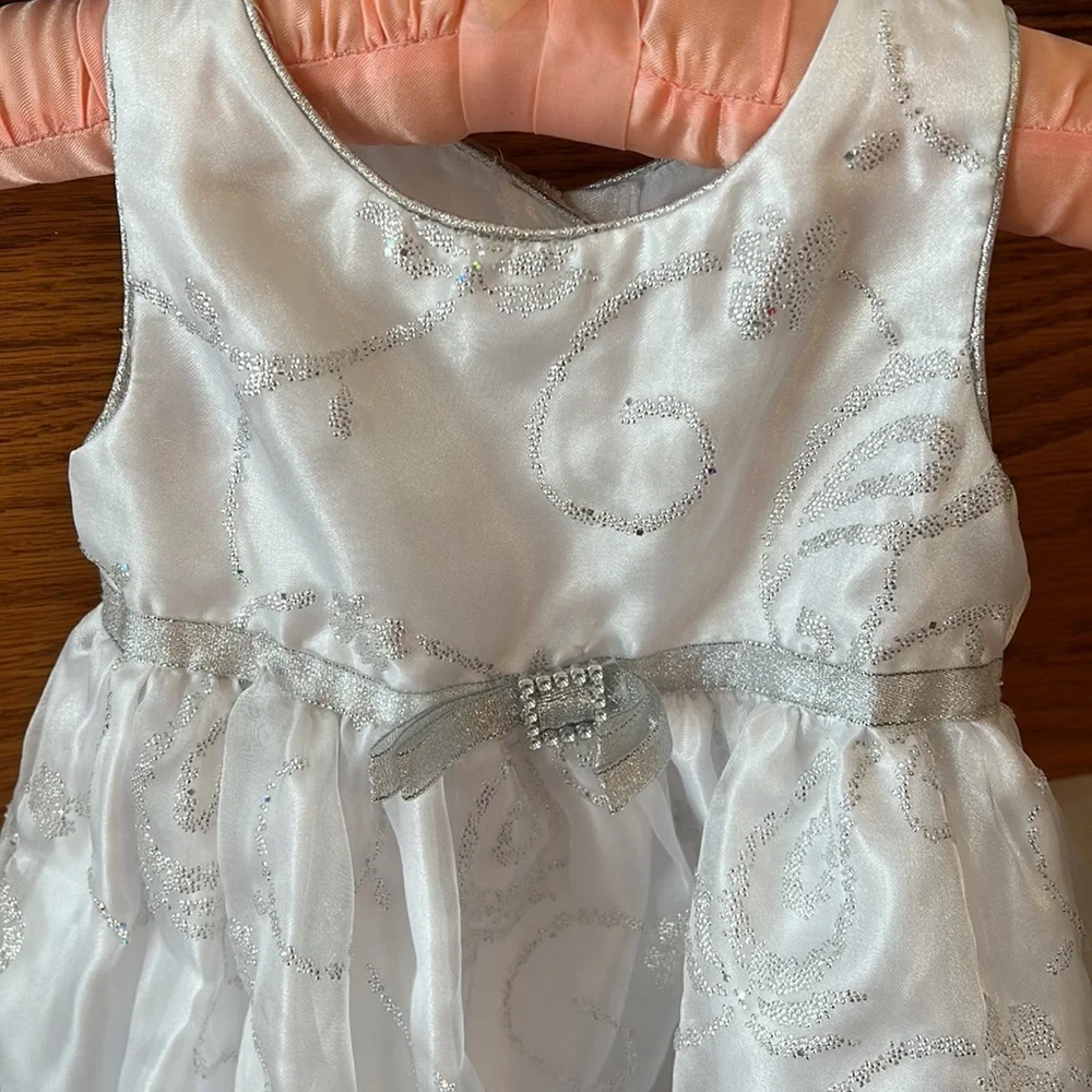 Sweet Heart Rose White Baby Formal Dress‎ Silver Chiffon Beaded